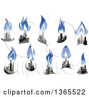 Poster, Art Print Of Black And Blue Natural Gas And Flame Factory Designs