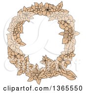 Poster, Art Print Of Tan Floral Alphabet Letter Q
