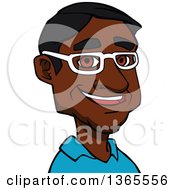 Poster, Art Print Of Cartoon Avatar Of A Happy Black Man Wearing Glasses