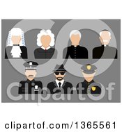 Poster, Art Print Of Flat Design Faceless Judge Priest Police Officer And Detective Avatars On Gray