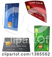 Clipart Of 3d Credit Cards Royalty Free Vector Illustration