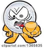 Golf Ball Sports Mascot Character Angrily Pointing Outwards