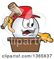 Poster, Art Print Of Golf Ball Sports Mascot Character Auctioneer