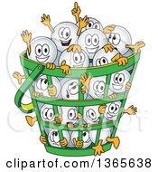 Golf Ball Sports Mascot Characters In A Basket