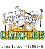 Poster, Art Print Of Golf Ball Sports Mascot Character Champions