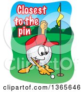 Poster, Art Print Of Golf Ball Sports Mascot Character With Closest To The Pin Text