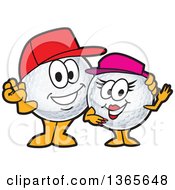 Golf Ball Sports Mascot Character Couple