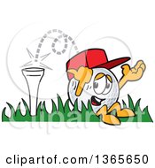 Poster, Art Print Of Golf Ball Sports Mascot Character Bouncing Off The Tee