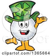 Golf Ball Sports Mascot Character Wearing A St Patricks Day Hat