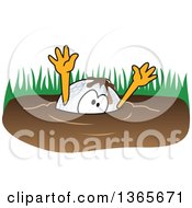 Golf Ball Sports Mascot Character Drowning In Mud