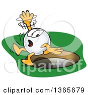 Poster, Art Print Of Golf Ball Sports Mascot Character Falling Into A Hole