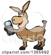 Poster, Art Print Of Cartoon Donkey Mascot Holding A Cell Phone