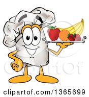 Poster, Art Print Of Toque Chefs Hat Mascot Character Serving Fruit On A Tray