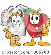 Poster, Art Print Of Toque Chefs Hat Mascot Character Posing With A Red Apple
