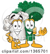 Toque Chefs Hat Mascot Character Posing With Broccoli