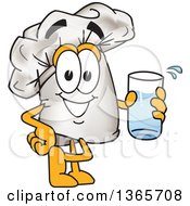 Toque Chefs Hat Mascot Character Holding A Glass Of Water