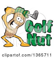 Poster, Art Print Of Peanut Mascot Swinging A Club By Golf Nut Text