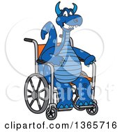 Blue Dragon School Mascot In A Wheelchair