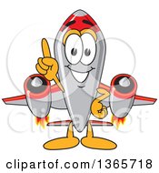 Rocket Mascot Cartoon Character Holding Up A Finger