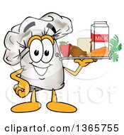 Clipart Of A Toque Chefs Hat Mascot Character Serving Foods On A Tray Royalty Free Vector Illustration by Toons4Biz