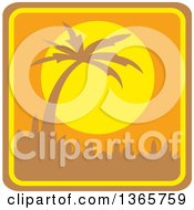 Yellow And Orange Silhouetted Palm Tree Sunset Square Icon With Rounded Corners