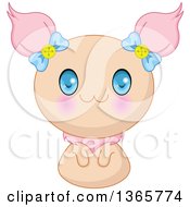 Clipart Of A Cute Blue Eyed Beige Cat Creature Royalty Free Vector Illustration
