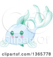 Poster, Art Print Of Cute Blue Baby Fish With Green Eyes