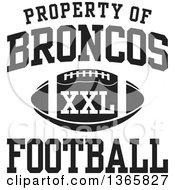 Poster, Art Print Of Black And White Property Of Broncos Football Xxl Design