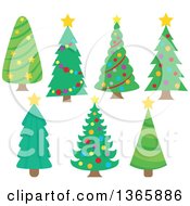 Clipart Of Christmas Trees Royalty Free Vector Illustration