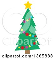 Poster, Art Print Of Christmas Tree With A Garland Of Colorful Baubles