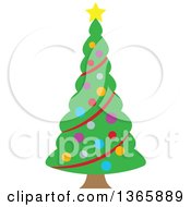 Clipart Of A Christmas Tree With Colorful Baubles Royalty Free Vector Illustration
