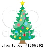 Clipart Of A Christmas Tree With Colorful Baubles Royalty Free Vector Illustration