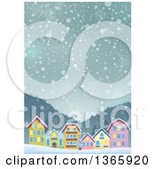 Poster, Art Print Of Winter Village On A Snowy Winter Night