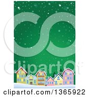 Poster, Art Print Of Winter Village In The Snow Over Green
