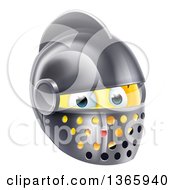 Poster, Art Print Of 3d Yellow Smiley Emoji Emoticon Knight Face In A Helmet