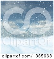 Poster, Art Print Of 3d Winter Landscape Of Trees And Snow