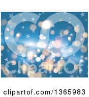 Poster, Art Print Of Christmas Background Of Stars And Bokeh Lights On Blue