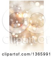 Poster, Art Print Of Gold Christmas Background Of Bokeh And Snowflakes