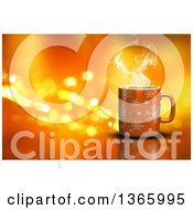 Poster, Art Print Of 3d Hot Cup Of Coffee Over Orange With Flares