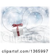 Clipart Of A 3d Christmas Gift In The Snow Royalty Free Illustration