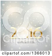 Clipart Of A 3d Transparent Glass Bauble In A Gold Happy New Year 2016 Greeting Over Snowflakes Stars And Flares Royalty Free Vector Illustration