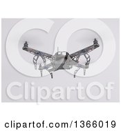 Poster, Art Print Of 3d Metal Quadcopter Drone Flying On A Shaded Background