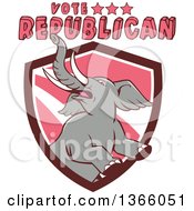 Clipart Of A Retro Rearing Political Elephant In A Shield With Vote Republican Text Royalty Free Vector Illustration