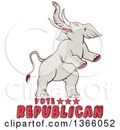 Clipart Of A Retro Rearing Political Elephant With Vote Republican Text Royalty Free Vector Illustration
