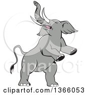 Poster, Art Print Of Cartoon Prancing And Rearing Elephant