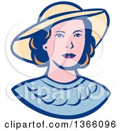 Poster, Art Print Of Retro White Lady Wearing A Hat