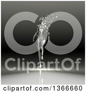 Clipart Of A 3d Broken Shattered Silver Woman With Pieces Floating Away On A Gradient Background Royalty Free Illustration by Julos