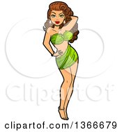 Clipart Of A Cartoon Sexy Glamorous Brunette Caucasian Movie Star Pinup Woman Royalty Free Vector Illustration