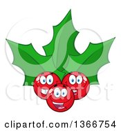 Poster, Art Print Of Cartoon Christmas Holly Berry And Leaves Character