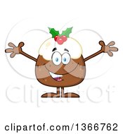 Cartoon Christmas Pudding Character Welcoming